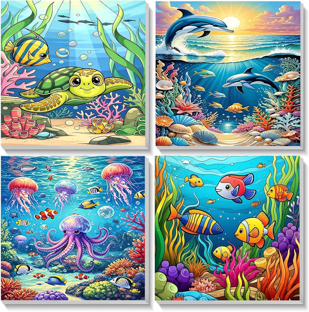 Schilderen op nummer schildpad 20 x 20 - creatieve knutselset - met lijst en acrylverf - leuk voor kinderen - ShopVlot