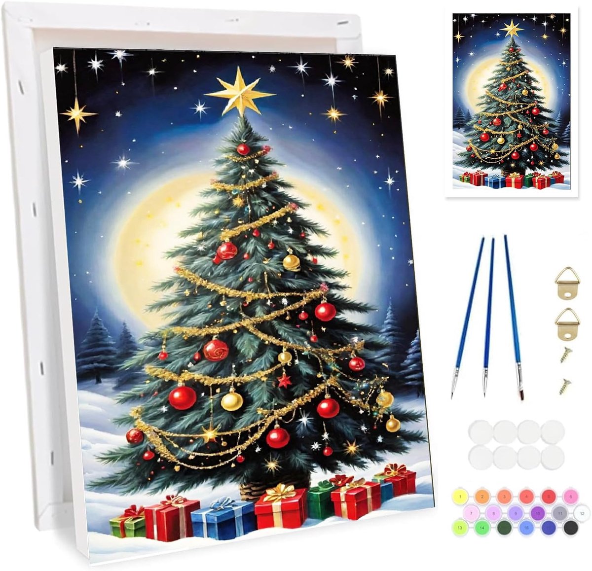 Paint by Numbers Kerstmis - Ingelijste Canvas Set - Voor Volwassenen - Creatieve DIY Schilderervaring - ShopVlot
