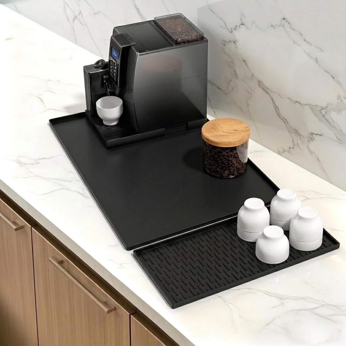 Siliconen Mat voor Grote Koffiezetapparaten 60x40cm - Dubbellaagse Siliconen - Verhoogde Randen - ShopVlot