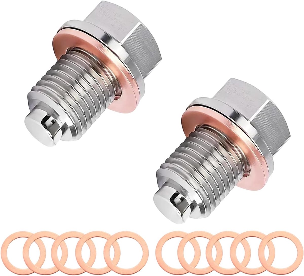 olie-afvoerplug M14 x 1,5 - roestvrij staal - met afdichtingen - voorkomt olieverlies - ShopVlot