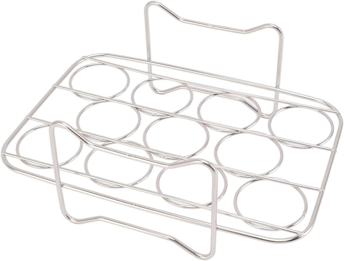 Eierhouder Stoomrek - Eierkoker Mandje - Eieren Koken - Voedselveilig Roestvrij Staal - 21 x 15 x 9 cm - Zilver