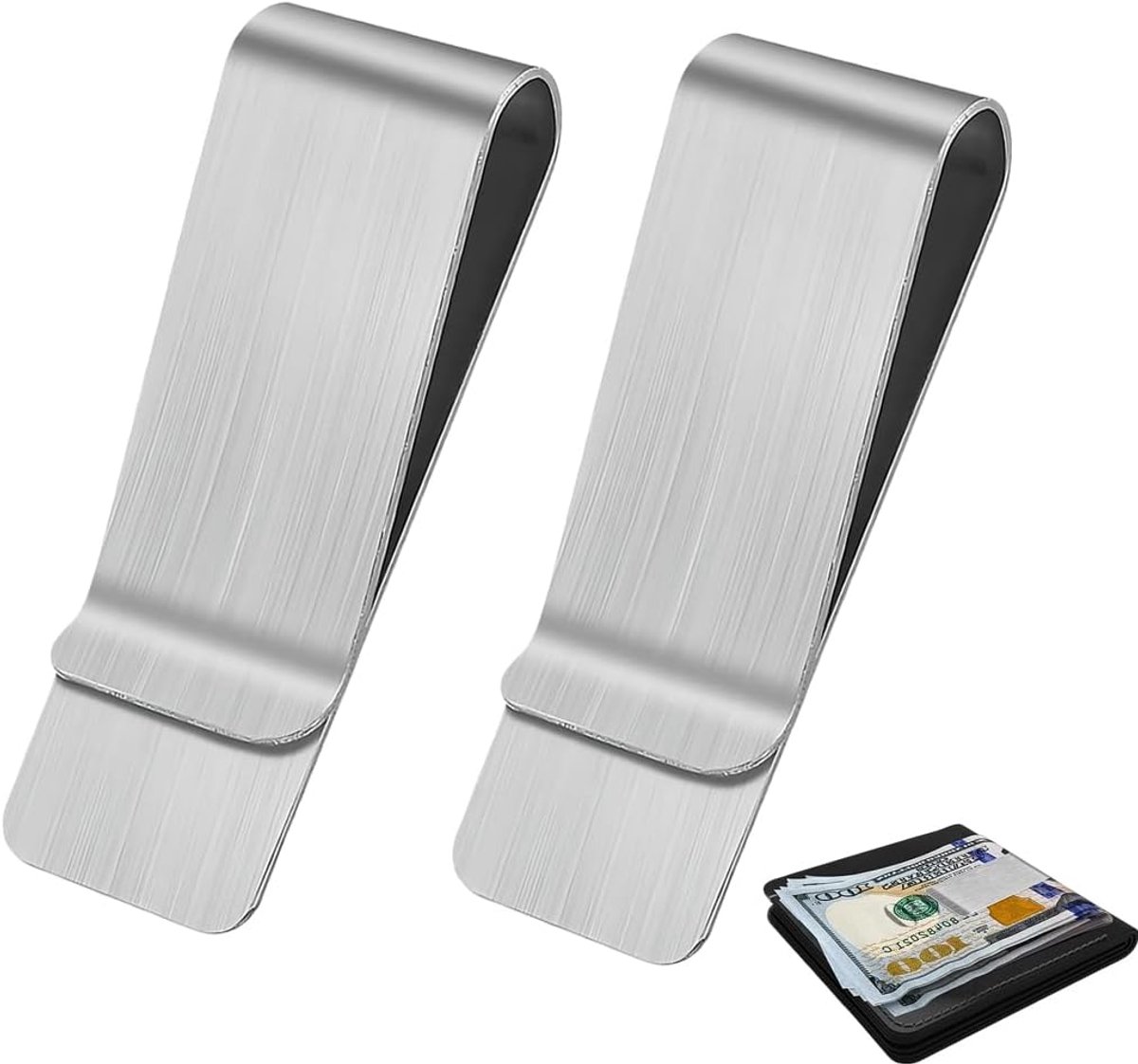 Money Clip 2 Stuks - Smal RVS voor Cash en Kaarten - Duurzaam en Sterk - ShopVlot