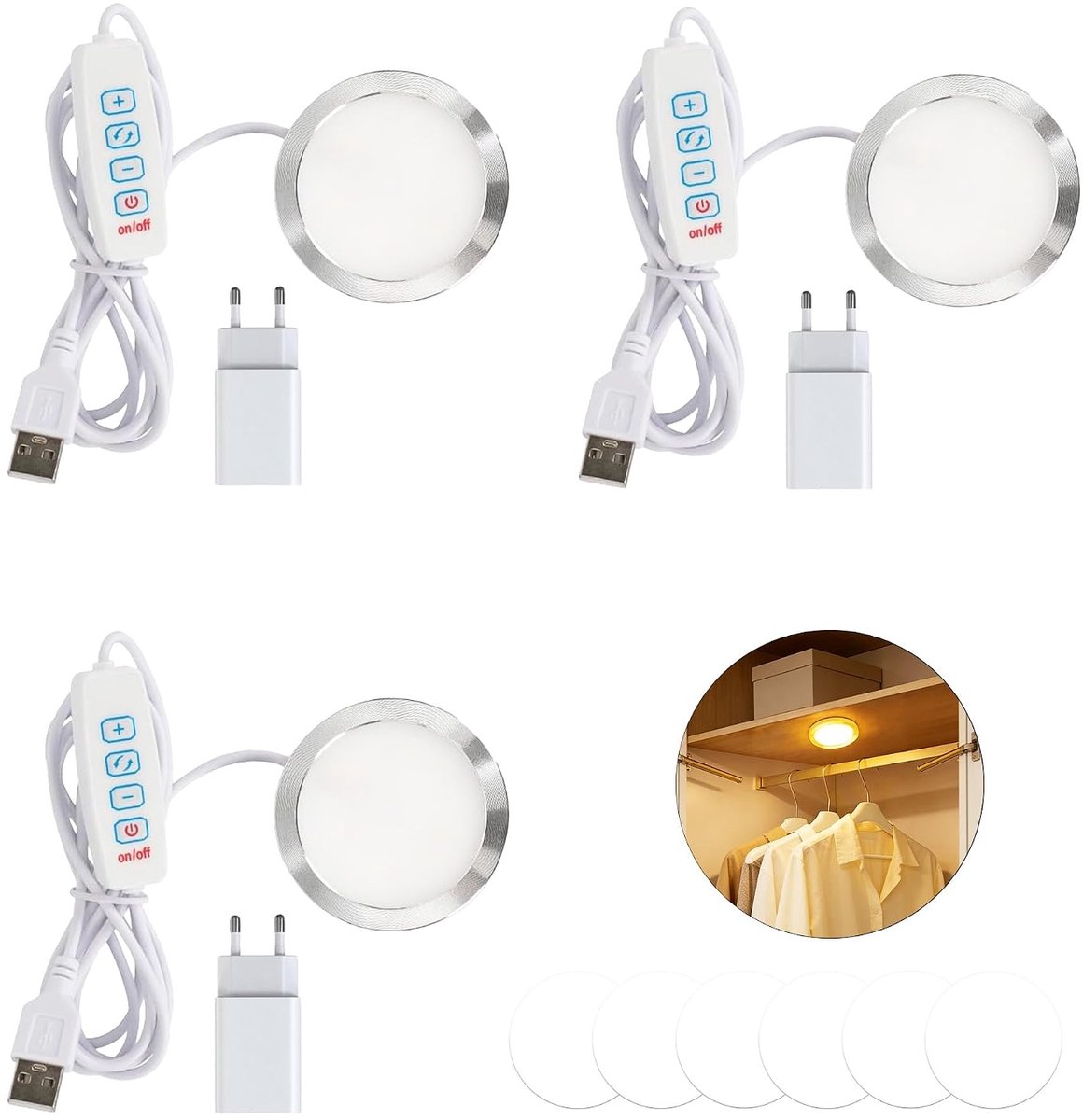 LED lampenset 001 - 3-pack 5 V USB - warm 3000K licht - ideaal voor 3D-printers - ShopVlot
