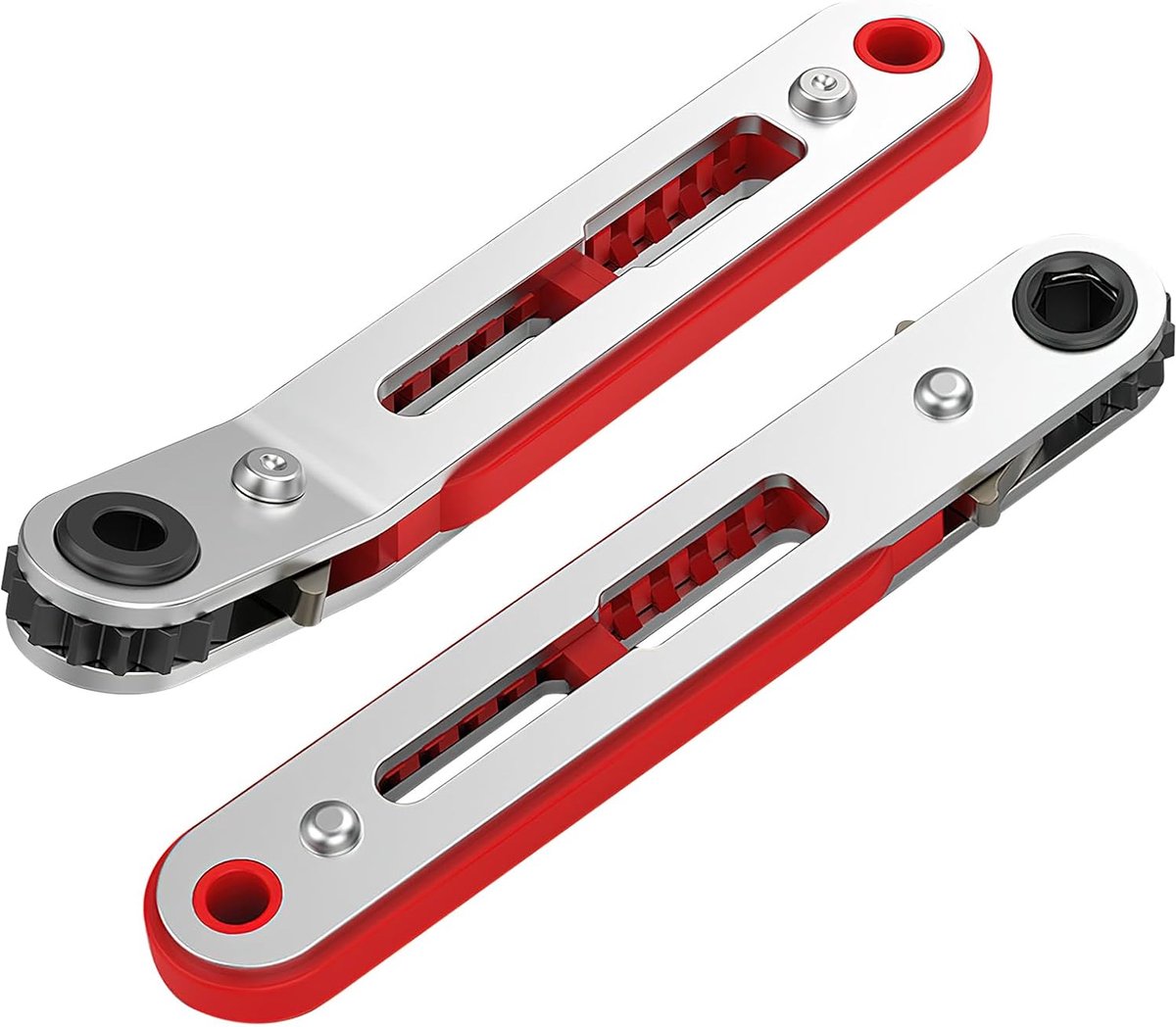 SnelShoppen - 2 x Mini Ratelsleutels 1/4 Inch Omkeerbare Schroevendraaier Set - Hoogwaardige Gelegeerd Staal - Compact en Duurzaam - Handgereedschap V