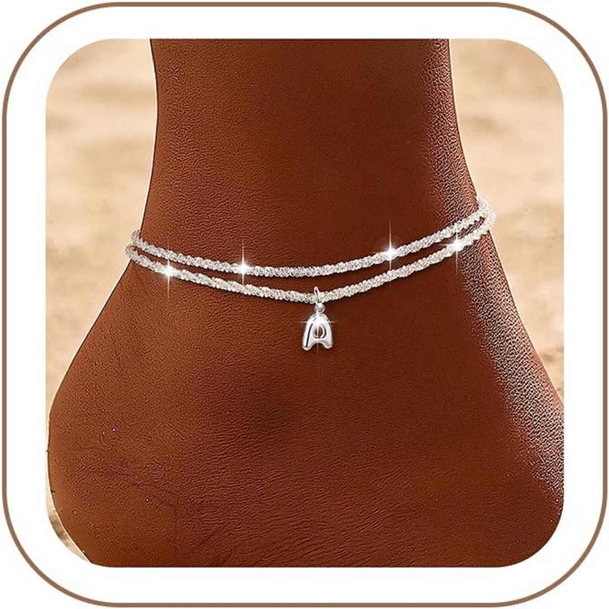 Enkelbandjes voor vrouwen - zilver - met letters A-Z - verstelbaar en waterproof - ShopVlot