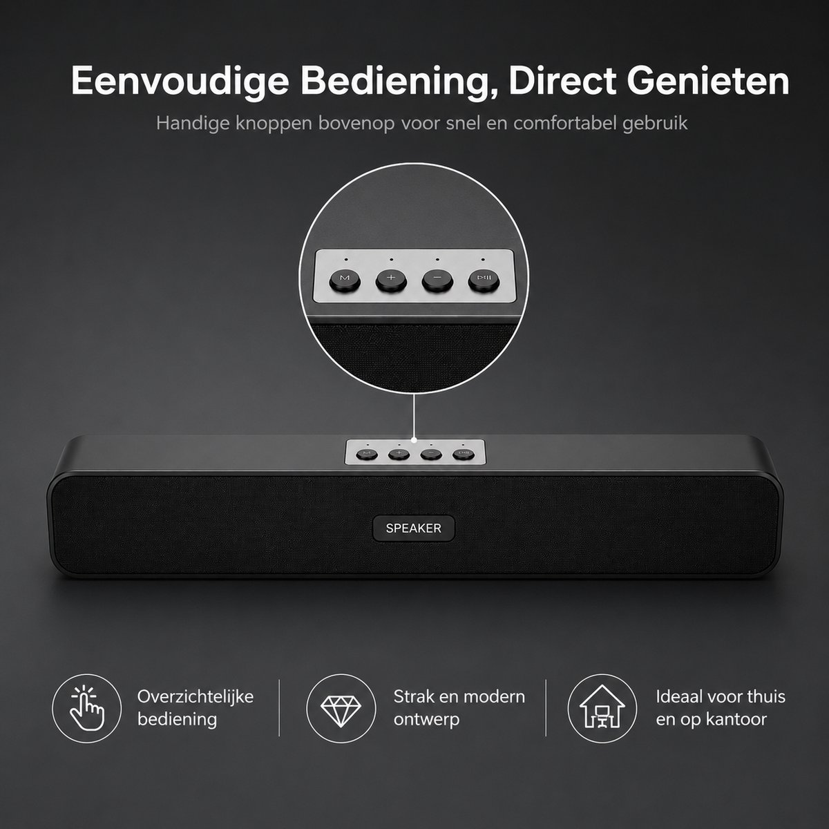 ShantouTutian Soundbar Bluetooth Speaker Zwart - afbeelding 3