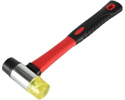 Hofftech Rubber/kunststof hamer - vervangbare kop - glasvezel handvat - Ø 30 mm