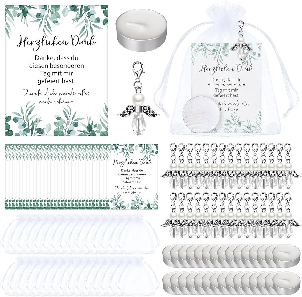 Communie geschenkset 30 stuks - engel bedels - theelichten en bedankkaartjes - perfect voor communie en doop - ShopVlot