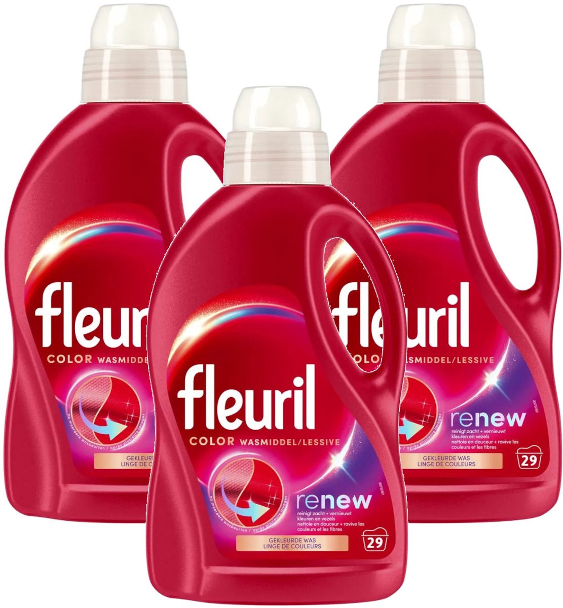 Fleuril Renew Color - Multipack - Wasmiddel - 3915ml (3x1305ml) - 87 (3x29) Wasbeurten