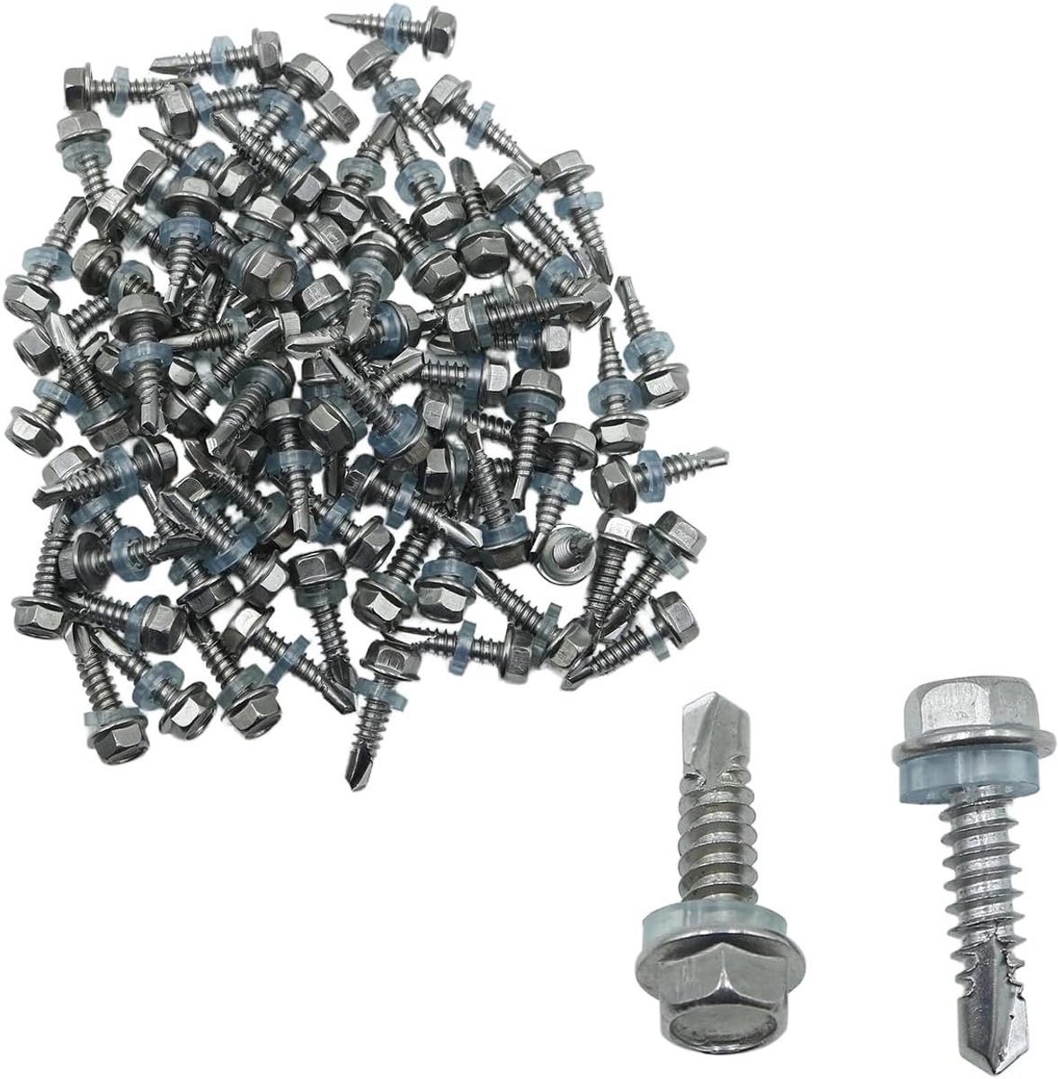 80PCS M6.3x25mm Roestvrij staal Hex Washer Hoofd Zelf het Boren Schroef Corrosiebestendig voor Metalen Dakwerk Openlucht Houten Bevestiging