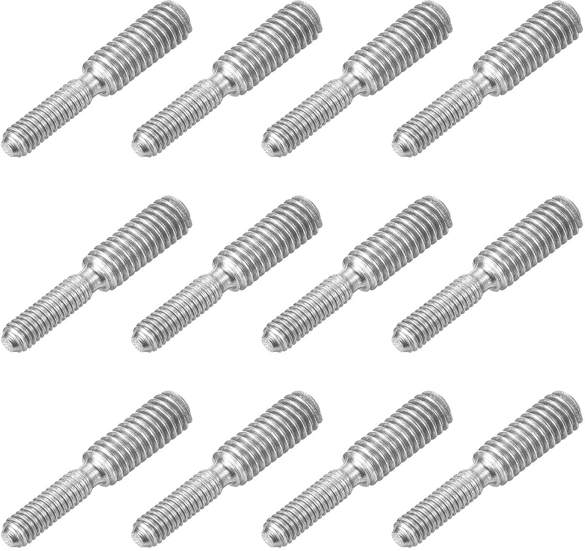M3 x 10 mm tot M4 x 10 mm dubbelzijdige schroefdraadbouten, 12 stuks 304 roestvrij stalen schroefdraad verloopadapter voor meubelmachinemontage bevestigingselement