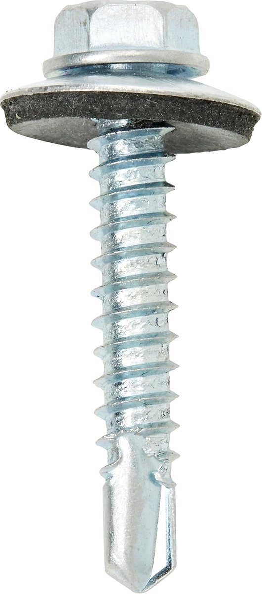 Hardware BH04079 5,5 x 32 mm zelfdraaiende zeskantschroef met verzonken sluitring, verzinkt (verpakking à 100), wit, stuk