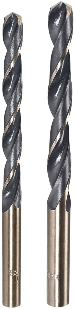 Boorset, titanium nitride-gecoat hogesnelheidsstaal, 4341, rechte ronde schacht, boor voor roestvrijstalen legering koper, (2 stuks 7 mm, 2 stuks 10 mm)