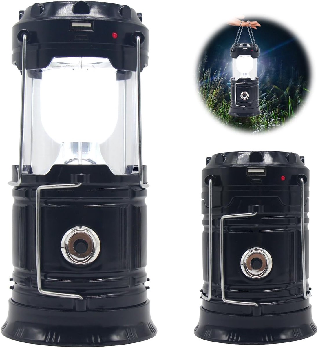Led-campinglantaarn, draagbare waterdichte campinglantaarn, inklapbaar met haak, voor wandelen, verkenning, kamperen, vissen, noodgevallen