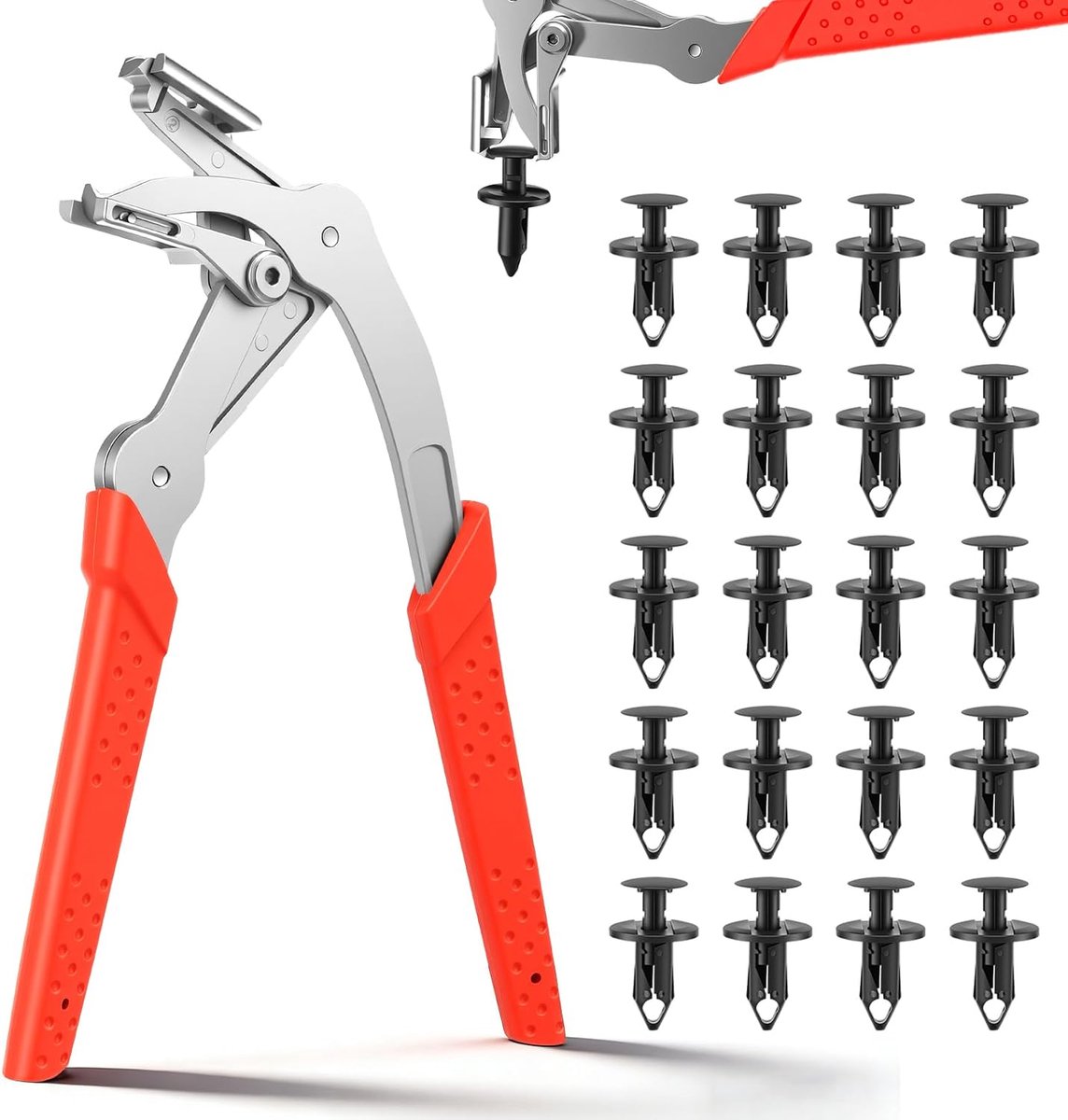 1 set auto-cliptang met 20 bevestigingsclips, hefboomgereedschap, autoclips, gereedschap, bekleding, demontagegereedschap, tangen voor deurbekleding, buitenbevestigingen, klinknagels en