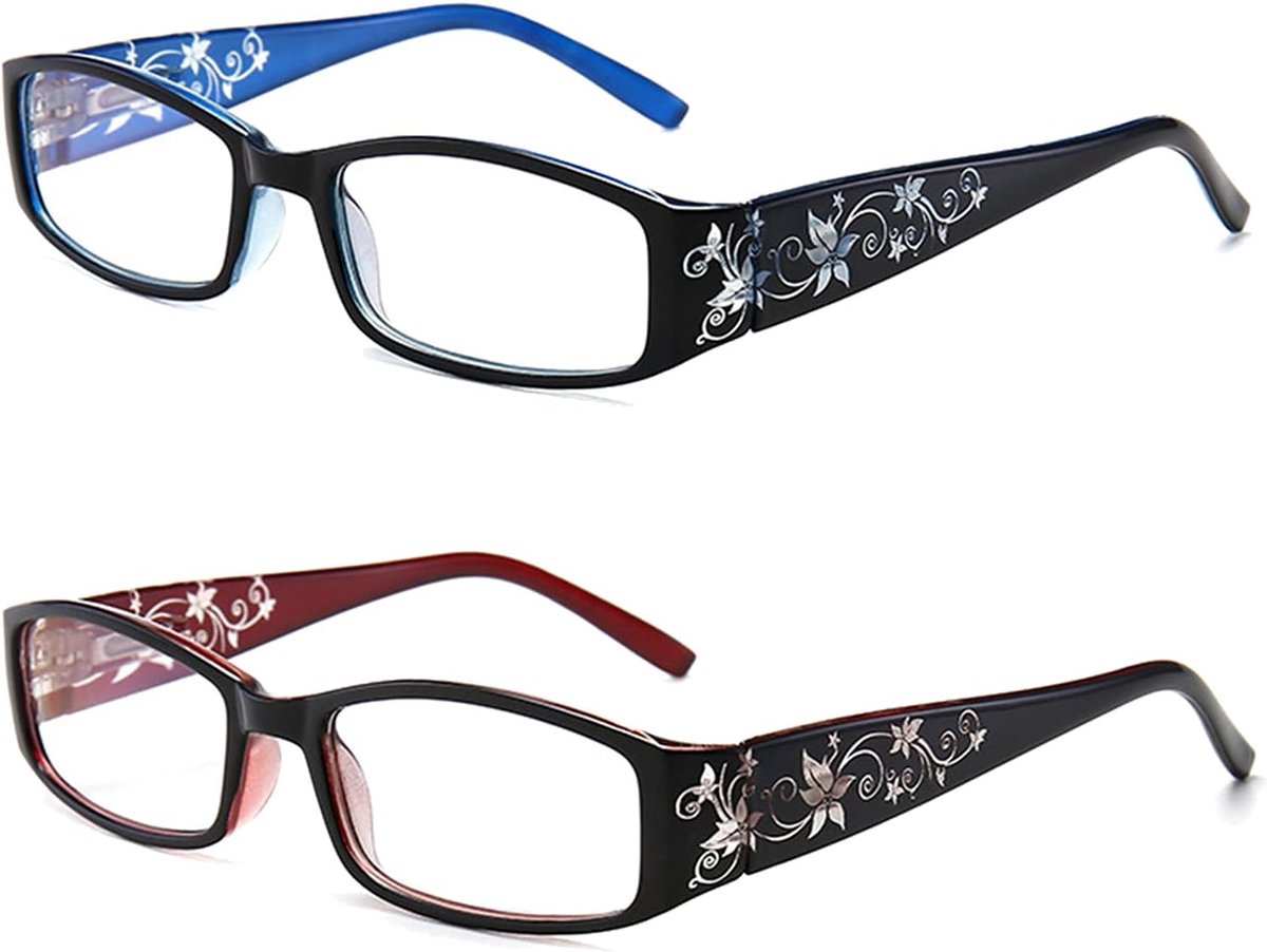 Ultralichte leesbril elegant anti-blauw licht met bloemenspiegelvoeten kleine leesbril