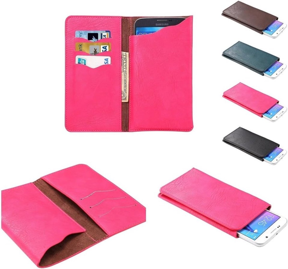 Hoes Premium PU Lederen Hoesje met Portemonnee & Kaartsleuven voor VIVO X6PLUS - Roze