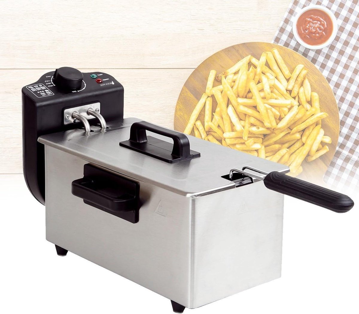 Friteuse - Frituurpan - Lekkere Snacks - Krachtige Prestaties - 3 Liter - Zwart