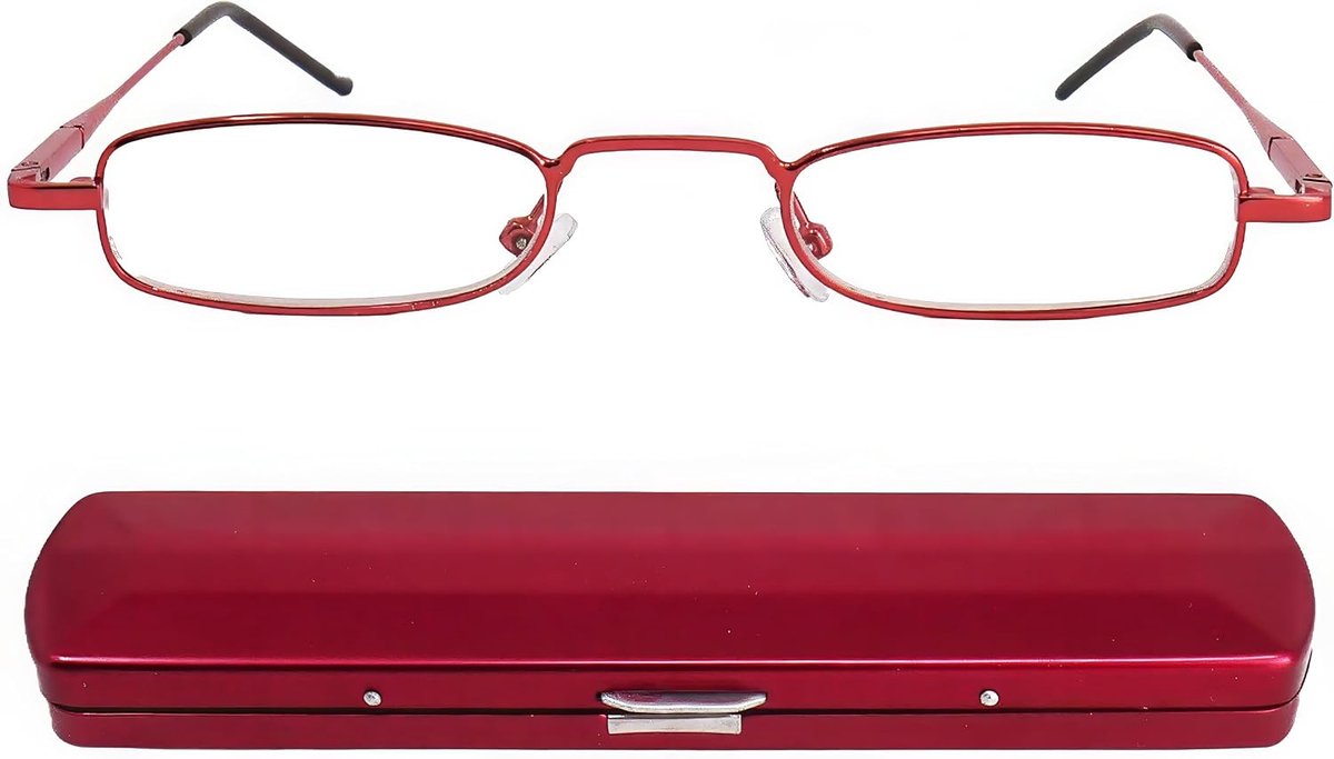 Metalen Leesbril – Platte RVS Lesehulp, Licht & Compact met Slim-Fit Etui