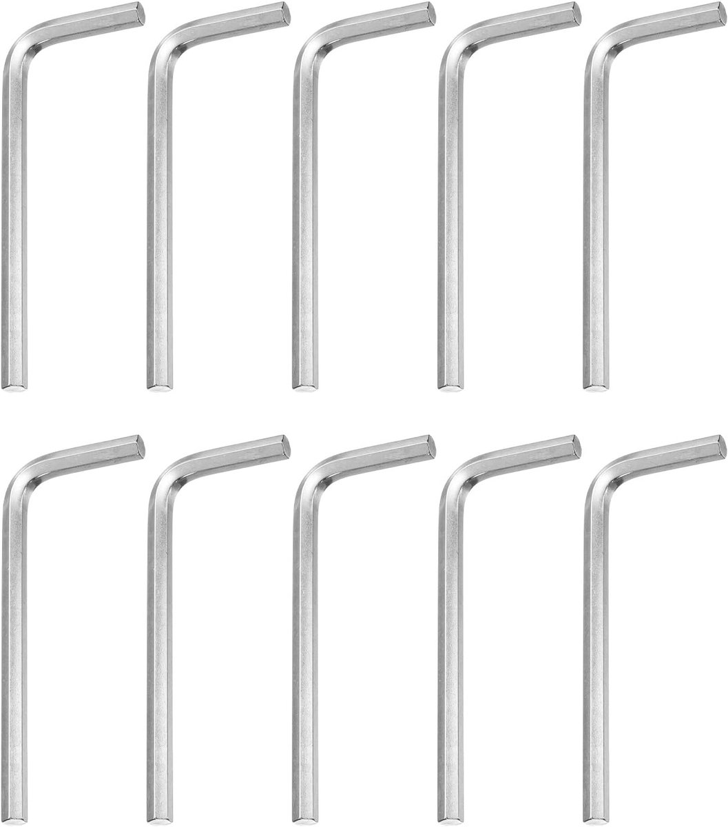 10 stuks zeskantinbussleutel, 7/32 inch, 45# L-zeskantsleutel van koolstofstaal, SAE-formaat, reparatiegereedschap voor de reparatie van fietsen en motorfietsen thuis, zilverkleurig