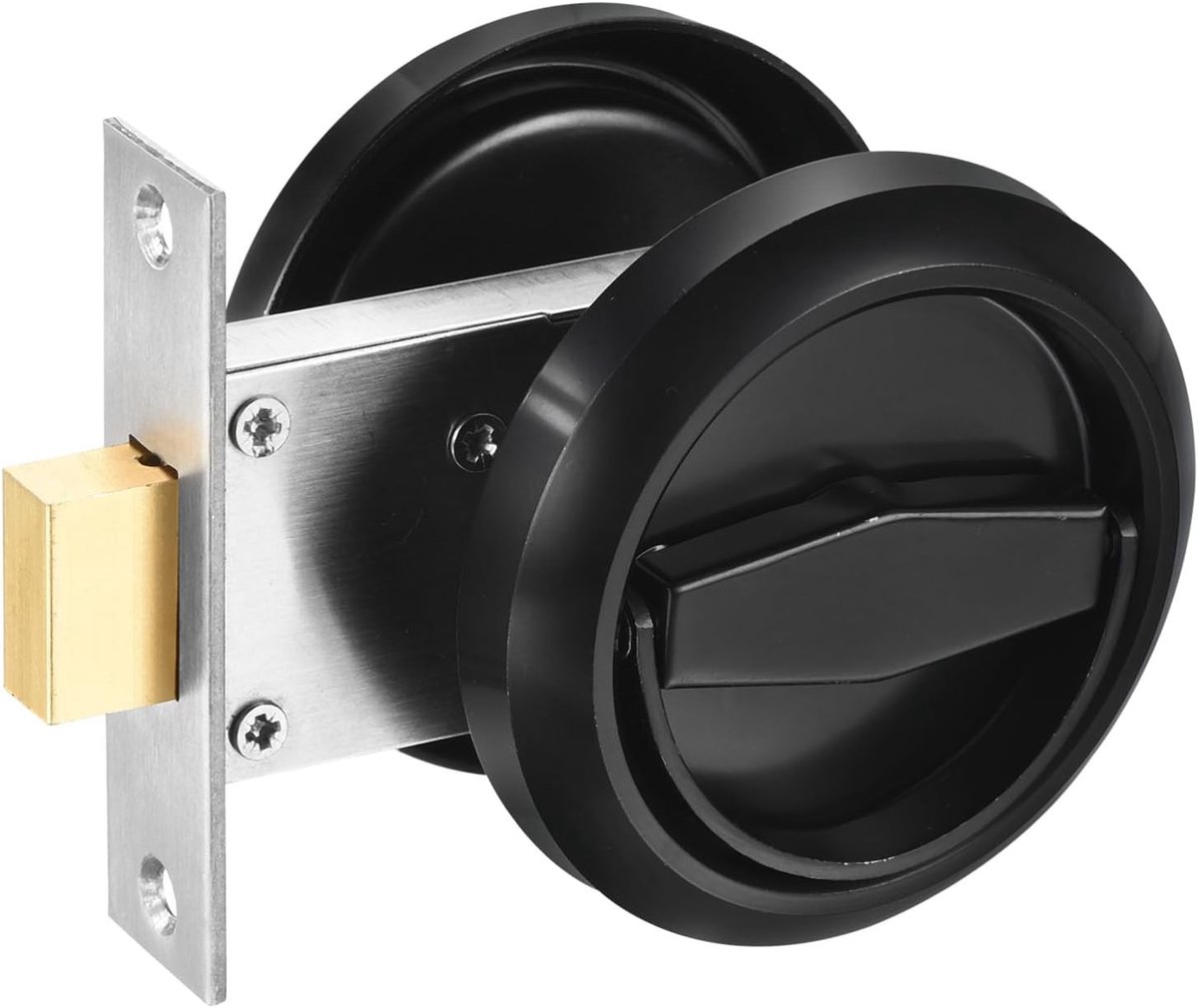 Rond inbouw deurslot, roestvrij staal 304 verborgen verzonken beker deurklink meubels trekt vergrendelknop voor privacy pocket deur lockers, zwart