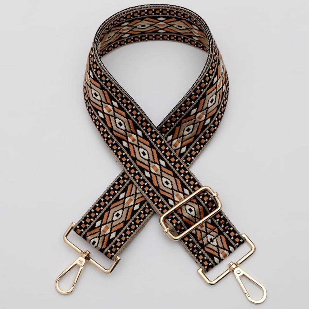Schouderriem voor tassen, 75-130 cm, met karabijnhaak, meerkleurig, kleurrijk, verstelbare tasriem, vervangende riem voor handtassen, doe-het-zelf accessoires voor tas, tasriem, doe-het-zelf