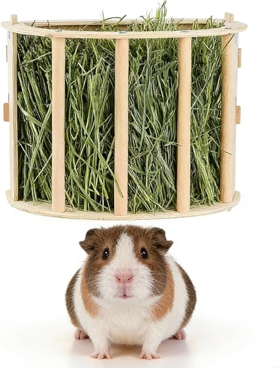 Hooibak voor konijnen van hout, schuur voor konijnen, voor cavia's, chinchilla's, cavia's, hamsters, 25 x 13 x 18,8 cm