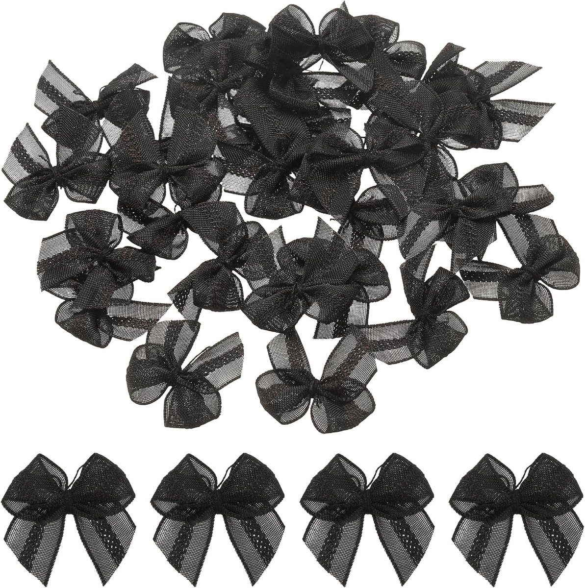 Strikken, 2,54 cm, kant-en-klare mini-strikken voor handwerk, geschenkstrikken, decoraties voor Kerstmis, bruiloften, verjaardagen en geschenkverpakkingen (zwart)