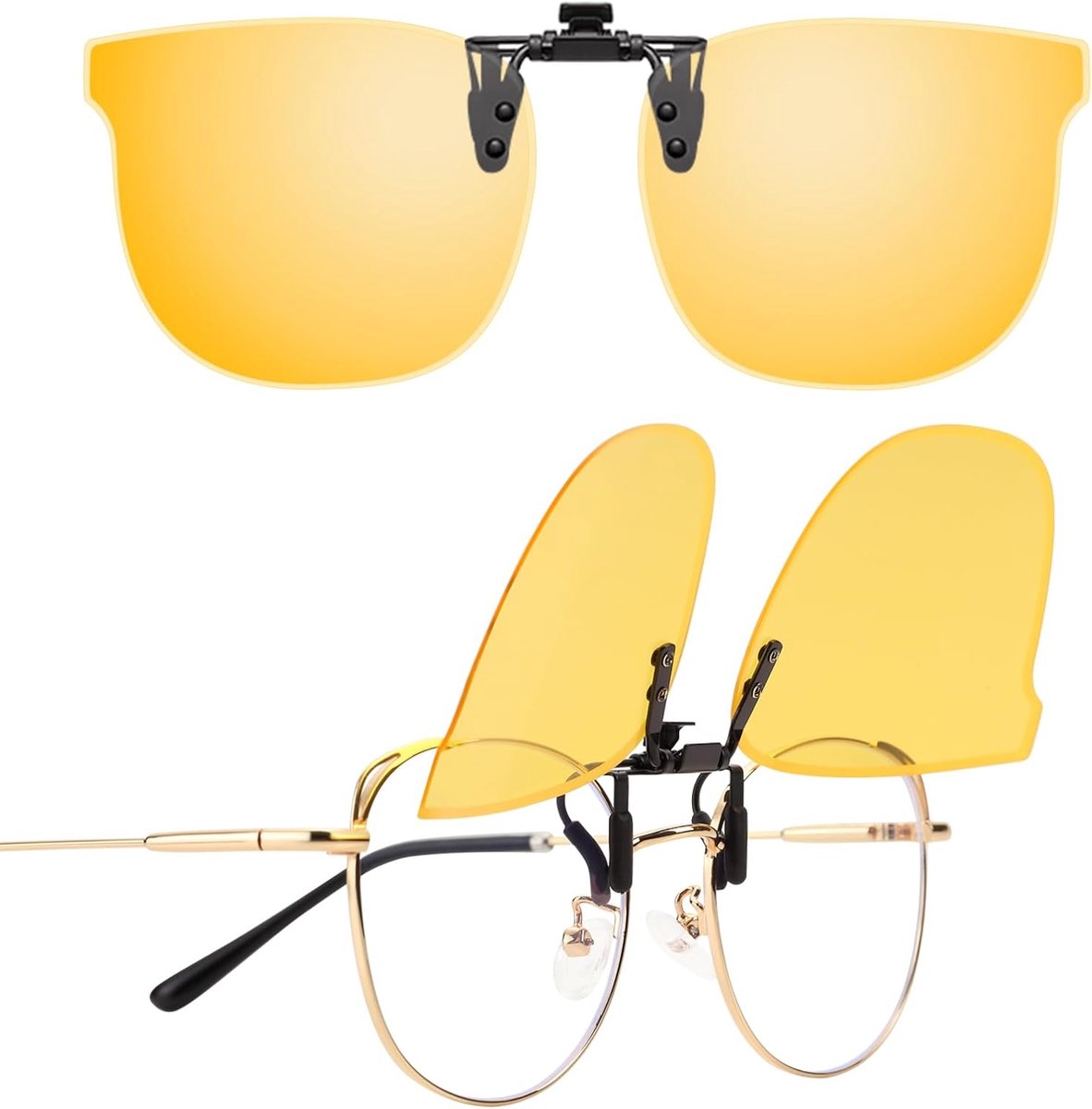 Clip-on zonnebril gepolariseerd cat-eye voor mannen en vrouwen | UV400-bescherming, HD-antireflecterende glazen, lichtgewicht 8 g flip-up ontwerp