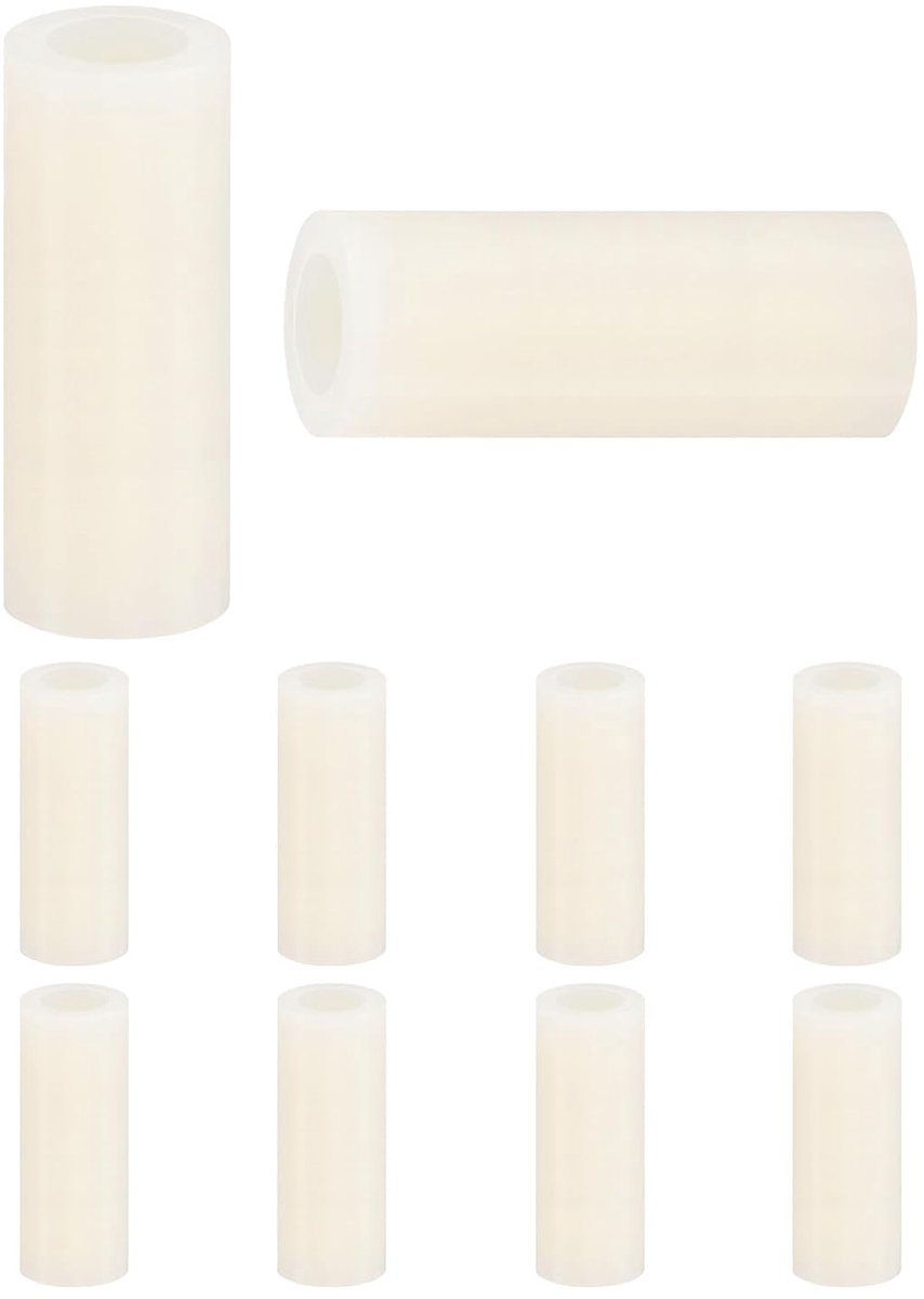 Set van 100 nylon ringen, 4,2 mm ID 7 mm OD 18 mm lengte ronde plastic afstandhouder afstandhouder niet-schroefdraad voor M4 schroeven/bouten/stopcontact/schakelaarhouder [wit]