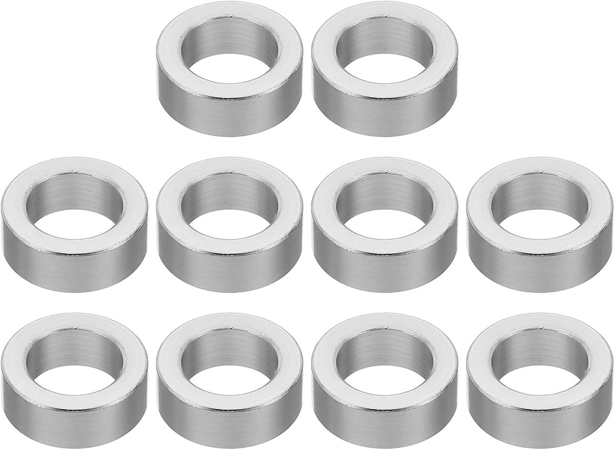 M10 10 stuks ronde aluminium afstandhouders metalen afstandhouders aluminium afstandhouders aluminium 10,2 mm ID x 16 mm AD x 6 mm L dikke aluminium afstandhouder schroef afstand voor 3/8 inch