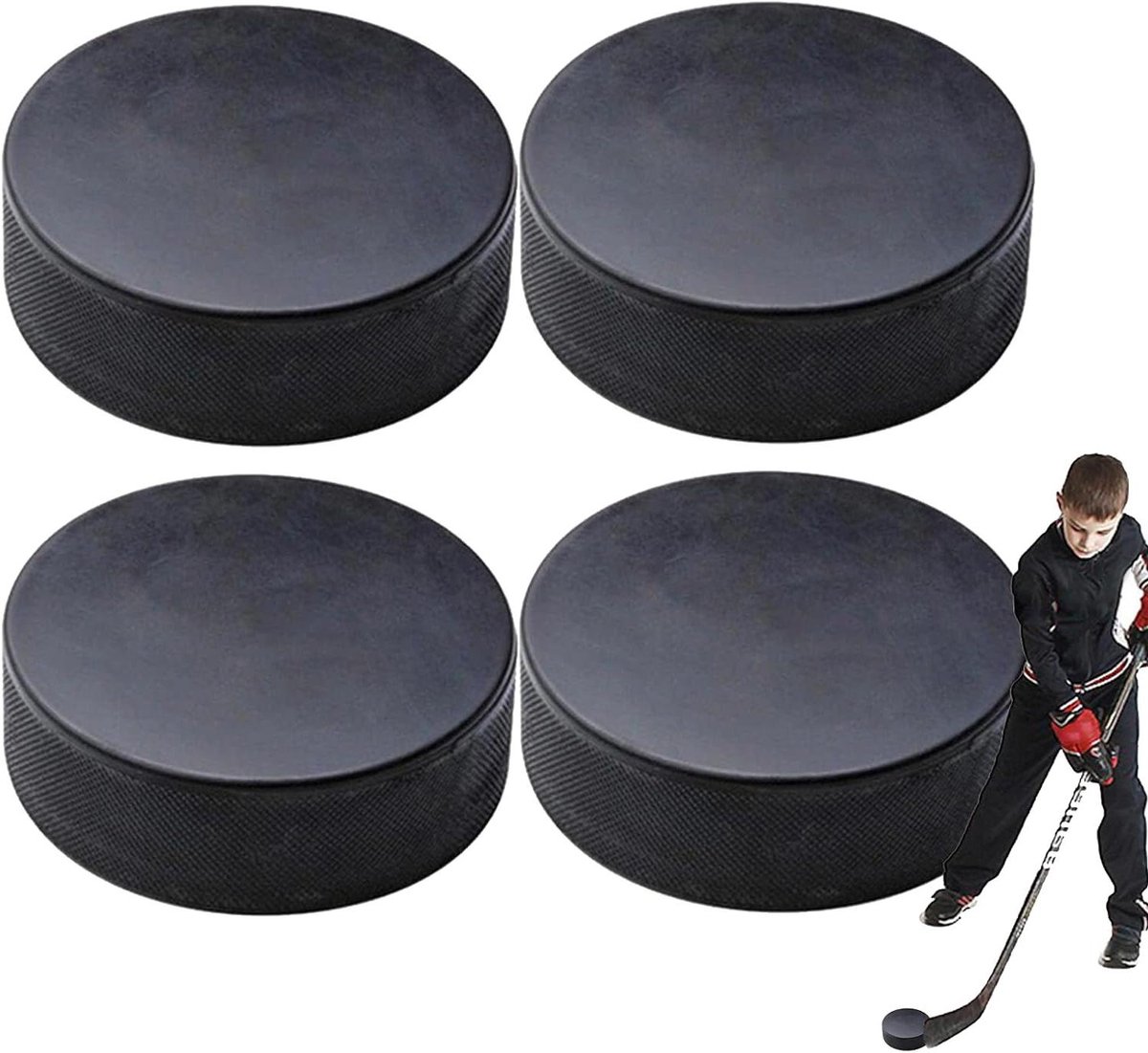 Hockeypucks Set - Straat hockey ballen - Binnen sporten - Officiële maat - 4 stuks 7.5 cm - Zwart