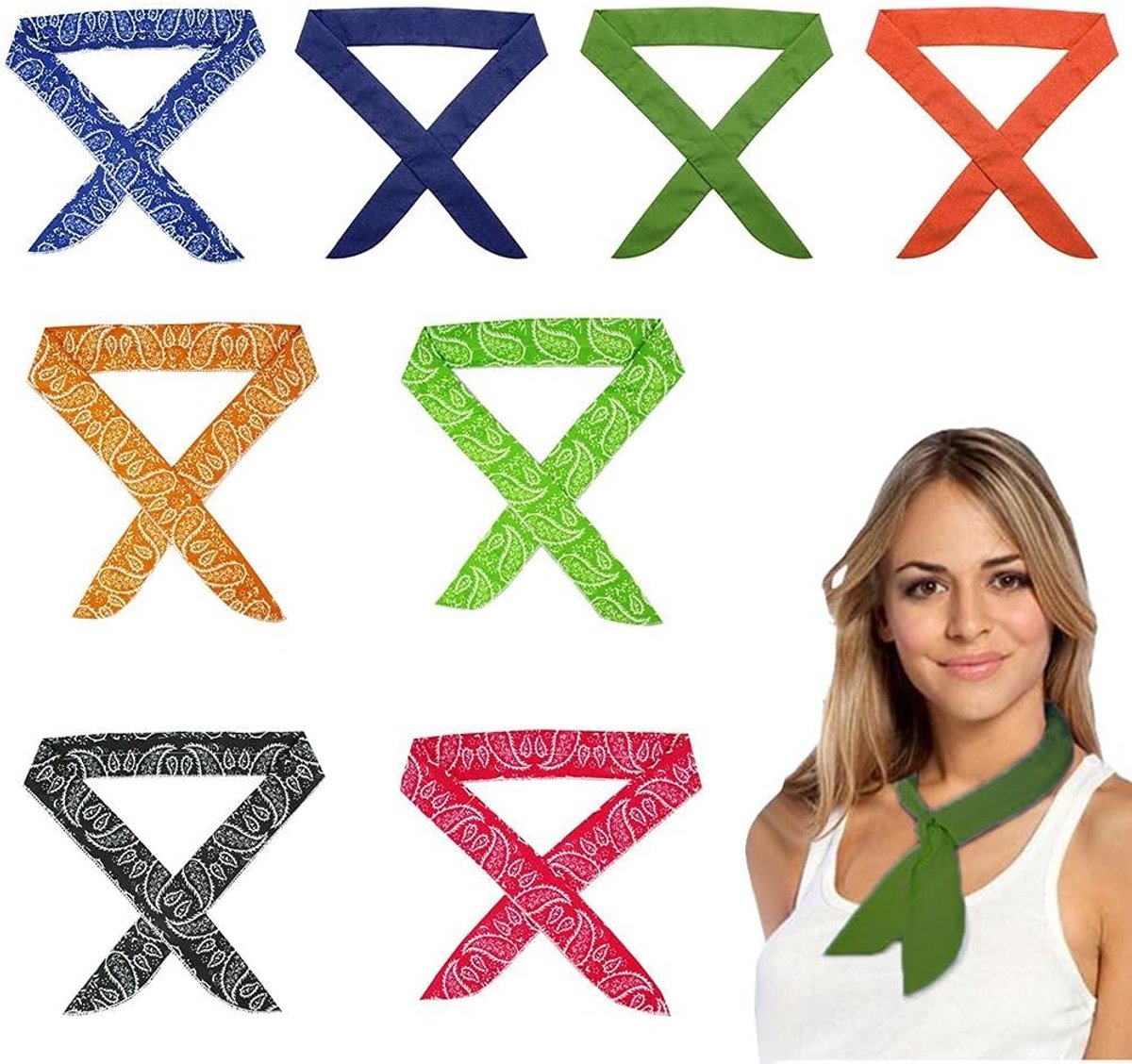 sjaal, 8 stuks, ijsgekoelde sjaal, 100 x 4,5 cm, sport, koelsjaal, direct koude sjaal, voor mannen en vrouwen, outdooractiviteiten, multicolor, M