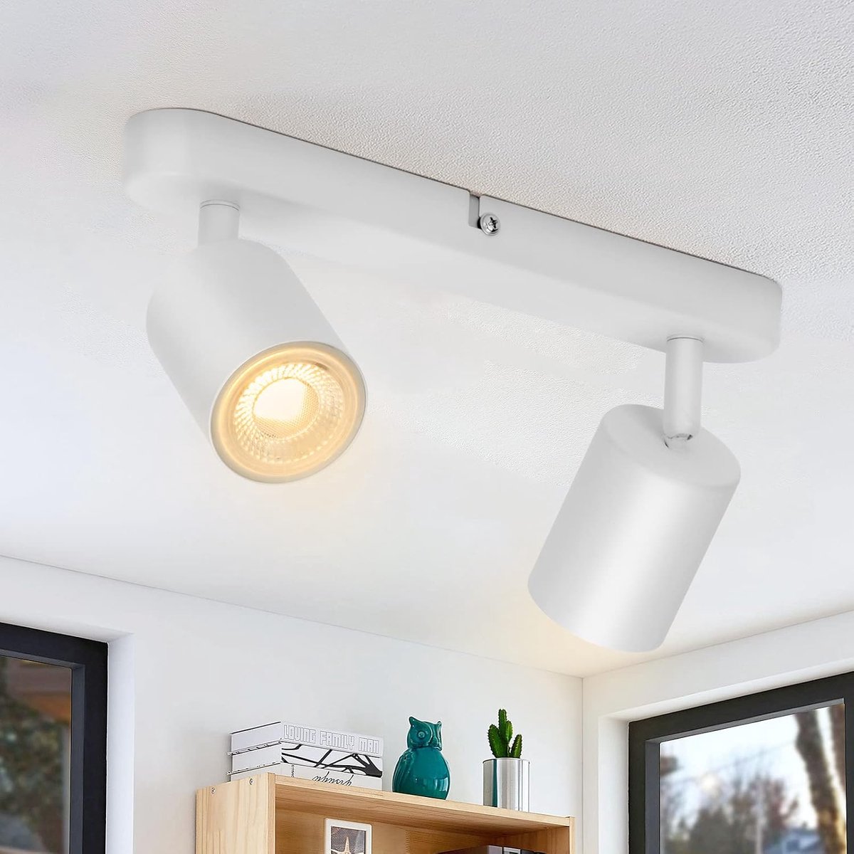 Wowatt 2-vlamige LED plafondlamp wit mat, plafondlamp draaibaar GU10 wandspot draaibaar, spot plafondspots voor keuken, slaapkamer, woonkamer (zonder gloeilamp)
