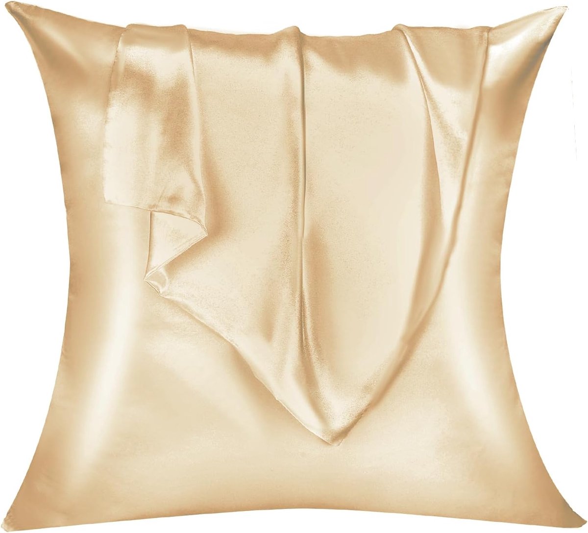 Kussenslopen, Standaard Formaat Zacht Effen Kleur Microfiber Satijnen Kussensloop, Envelop Sluiting Kreukvrij Vervagingsbestendig Ademend (50x50 cm, Champagne)