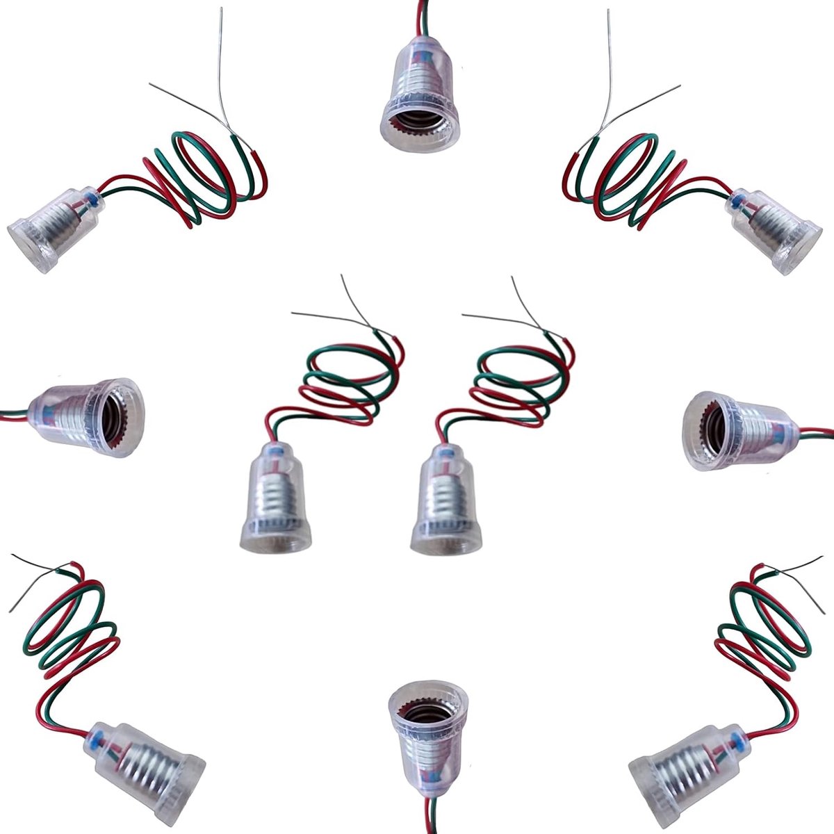 10 stuks E10 lamphouder met/zonder kabelaansluiting selecteerbaar - elektrische set voor knutselen, school, kinderkamer, experimenten, elektrische schakelingen set (fitting met kabel)