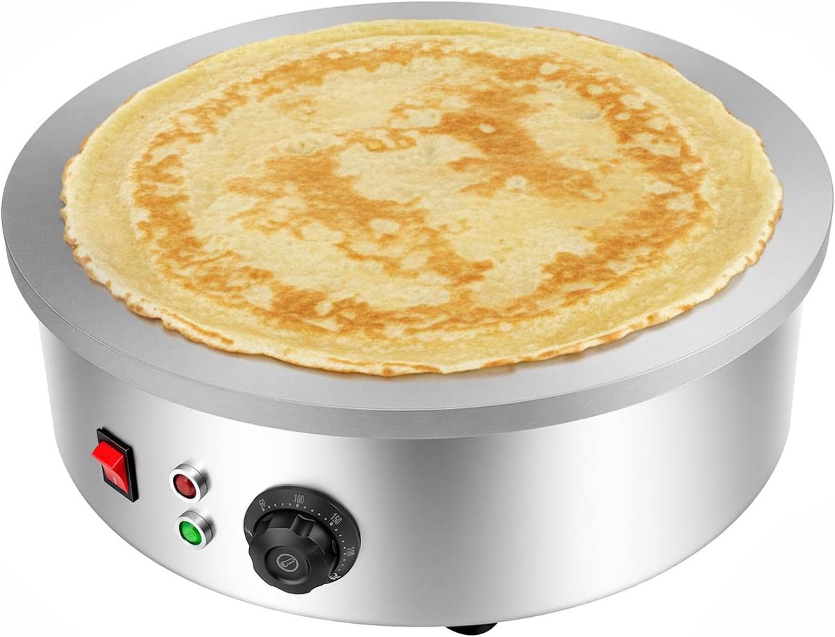 Pannenkoekenmaker 45 cm - Gietijzeren plaat - 3000 W vermogen - Perfecte pannenkoeken en galettes maken - SnelShoppen