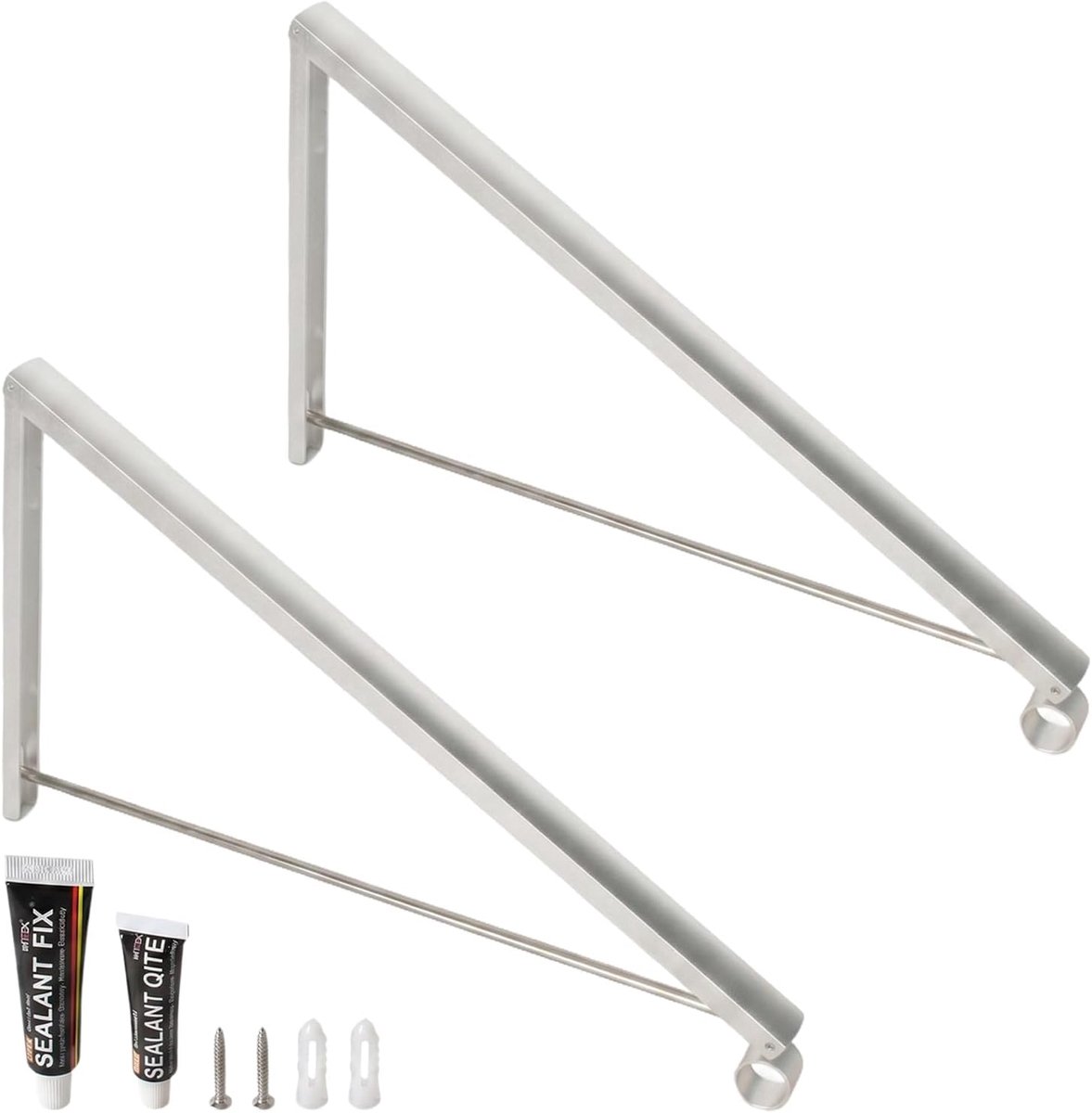 2 x wandkapstok, inklapbaar, aluminium stang voor het ophangen van kleding, robuust en stabiel, ideaal voor slaapkamer, badkamer, kast, balkon, modern kledingrek, ruimtebesparend, eenvoudige