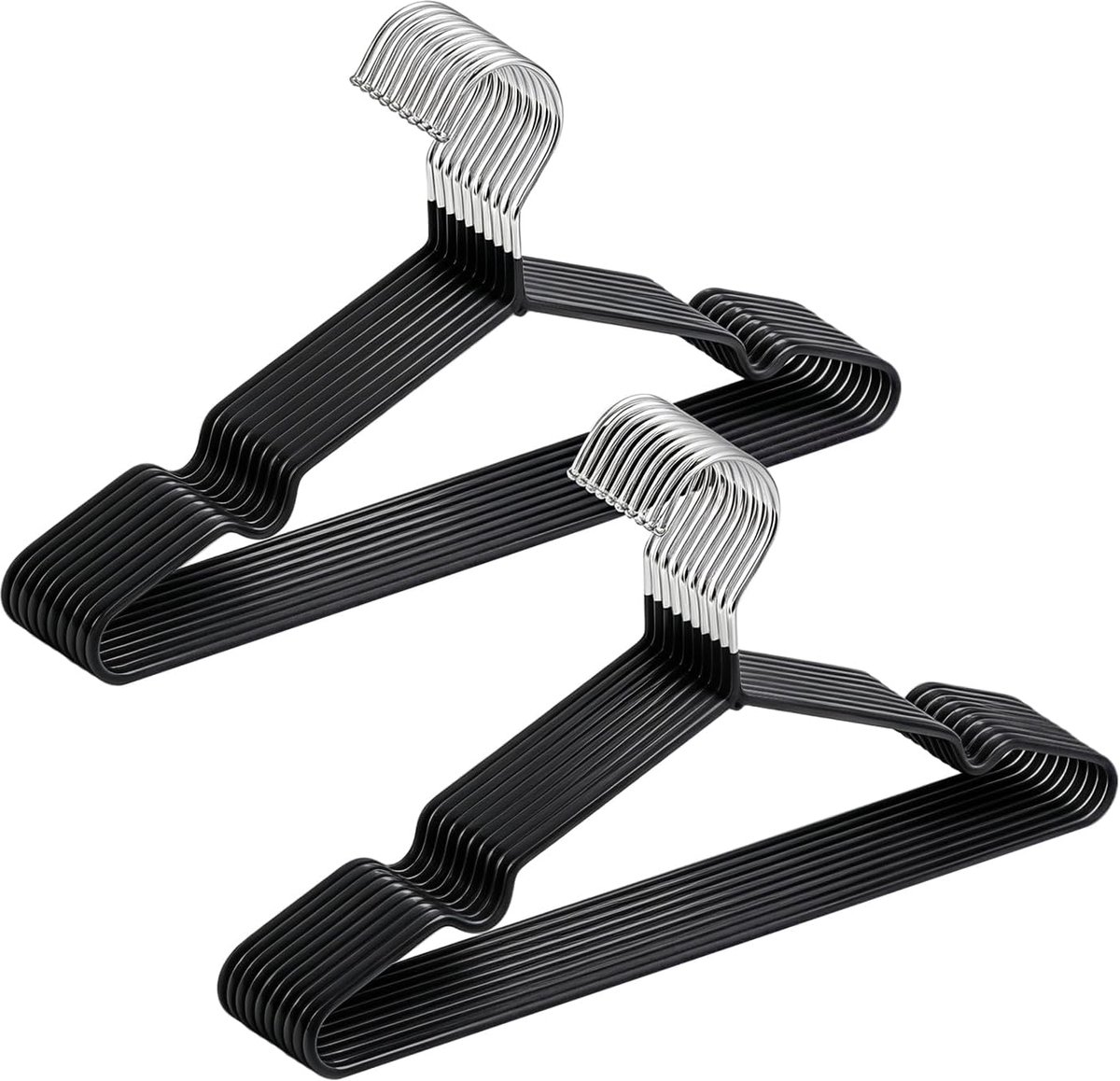 Home 40,6 cm antislip rubberen gecoate metalen pak kleerhangers 20 stuks, zware kledinghanger met chroom en zwarte wrijving, metalen overhemdjashanger met ronde inkepingen voor jurk