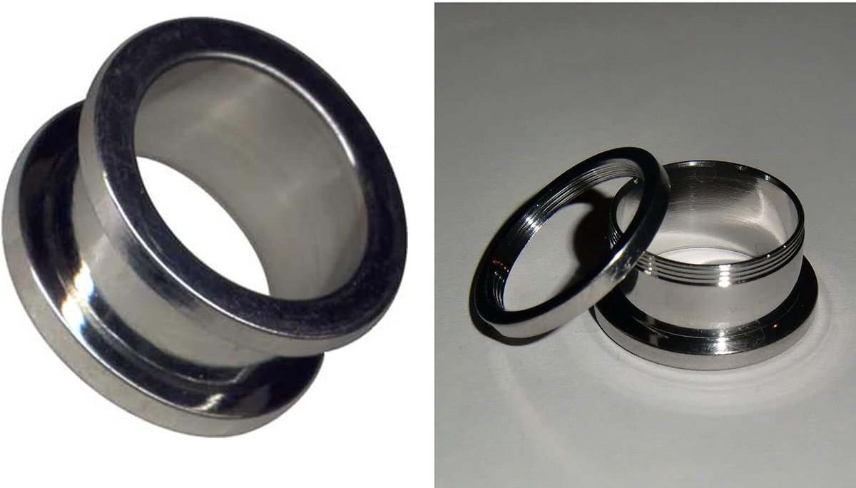 4-25mm chirurgisch staal 316L roestvrij staal piercing sieraden oor plug tube plug schroef schroefdraad staal oorplug (14mm, zilver chroom)