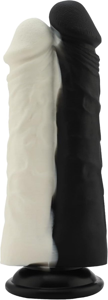 Double dildo 19 cm - zwart-wit - KlicLok® aansluiting - voor een intense ervaring - SnelShoppen