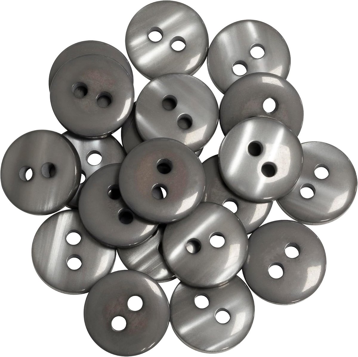 - C67881 - set van 20 ronde naaiknopen Ø 12,5 mm met 2 gaten L20 20L - kleur donkergrijs - van kunststof - confectie korte naaikleding mode decoratie