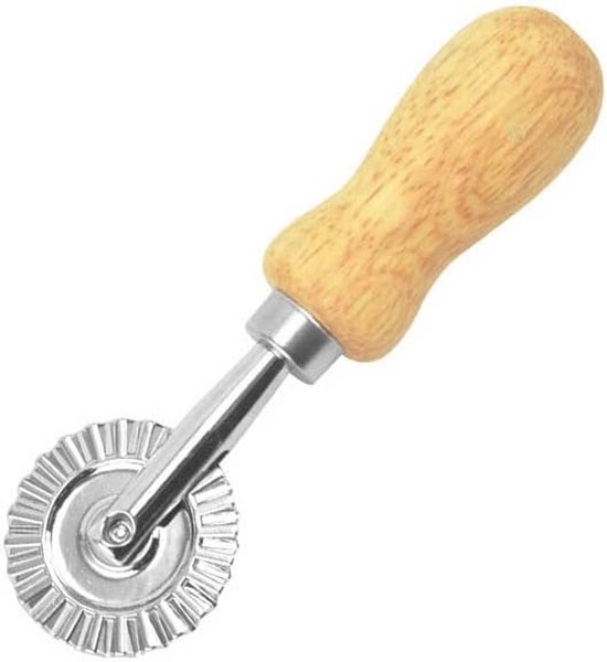 Cutter Seal met ronde rolvorm, robuust en stabiel, met houten handvat en geribbelde rand, spaghettipers, spaghettipers voor thuis en keuken, decoratie, zelfgemaakt, 3,5 cm diameter — afbeelding 4