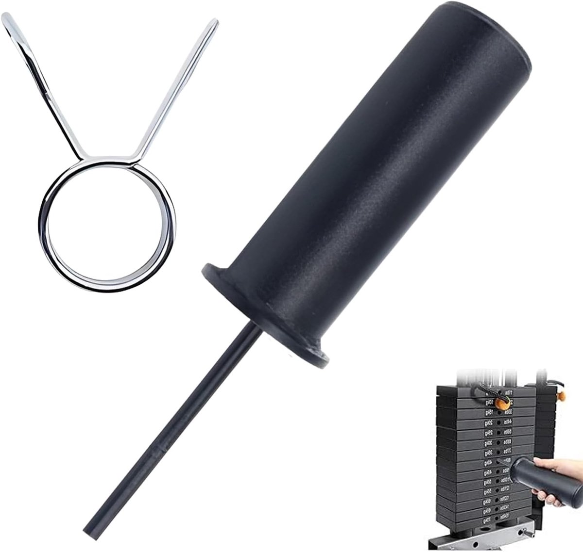Gympin voor extra gewicht, loading pin gewichtsstapelstift vervanging, lengte 110 mm diameter 10 mm gympin met veerclip, robuuste en versterkte fitnessaccessoires voor krachtstations thuis gym