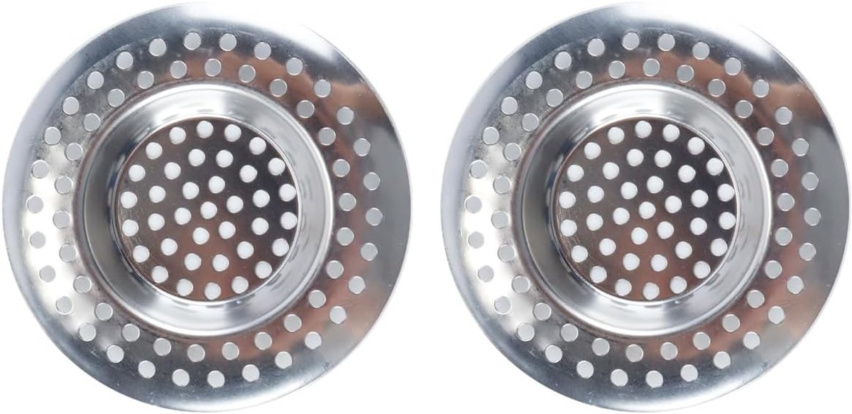 2 stuks roestvrijstalen gootsteenzeefpluggen, haar-/voedselopvanger voor badkamer, keuken en douche (buitendiameter 7,7 cm, binnendiameter 4,5 cm)