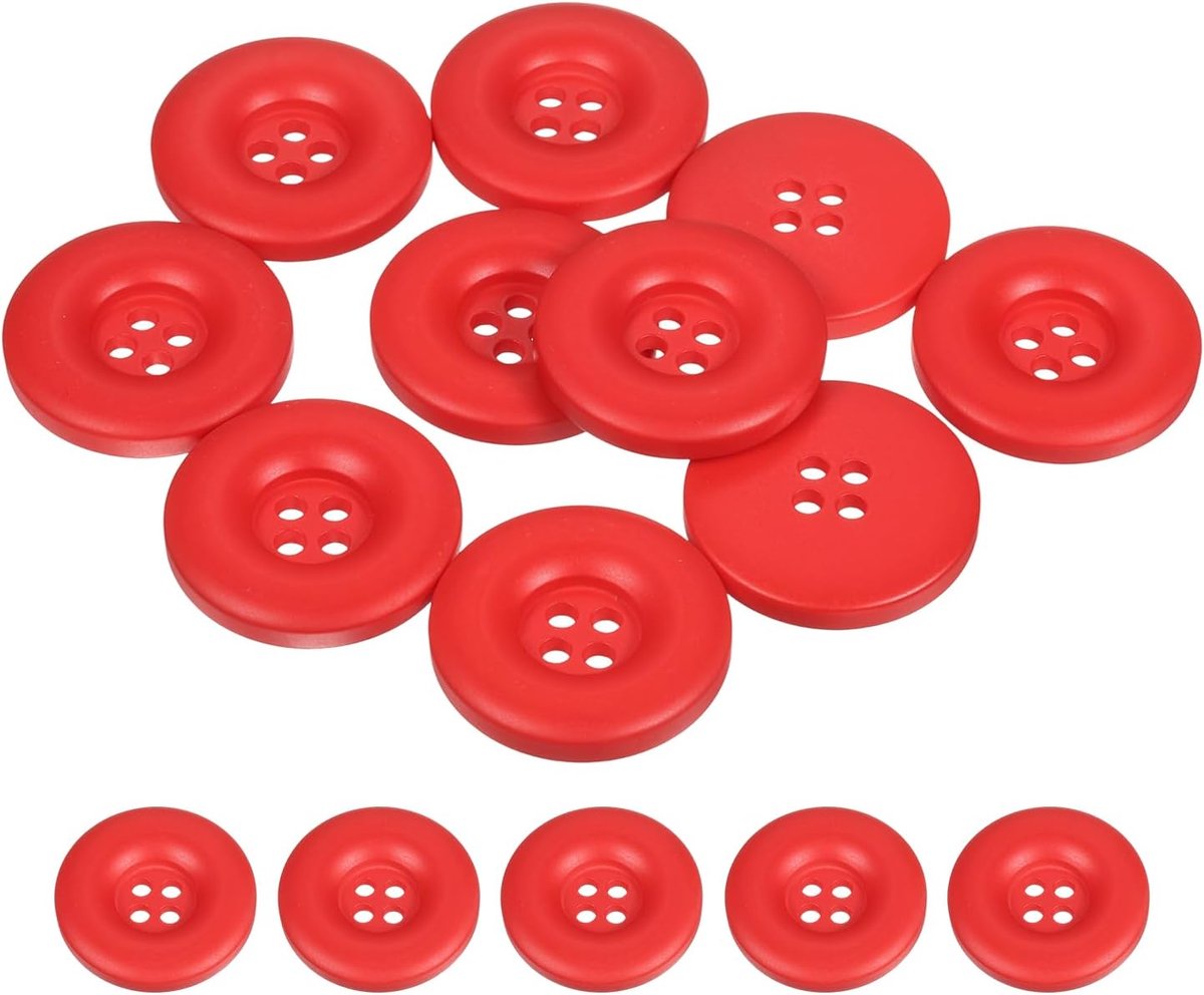 Knopen om aan te naaien, 4 gaten, ronde naaiknopen voor gebreide jas, doe-het-zelf handwerk, decoratie, mantel, kleding, kleding, overhemden, vakantiedecoratie, rood