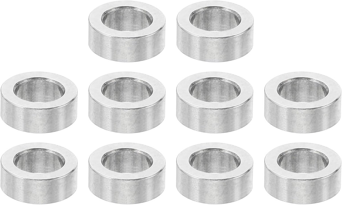 M6 roestvrijstalen afstandhouders, 10 stuks metalen afstandhouders roestvrij staal 6,2 mm ID x 10 mm OD x 6 mm L afstandsschroef afstandhouder ronde voor 1/4" of M6 schroefbouten