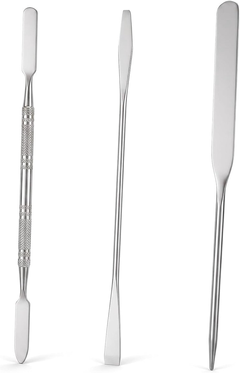 3 stuks make-upspatel van roestvrij staal, roestvrij staal, foundationspatel, cosmetica, mengspatel, dubbele uiteinde, professionele make-up, gezichtsspatel voor foundation, lippenstiften