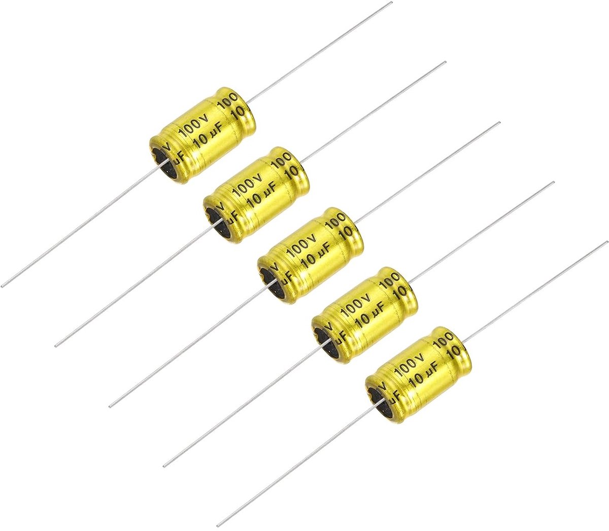 5 stuks niet-gepolariseerde elektrolytische condensator 10uF 100V, aluminium condensator 17 mm x 10 mm voor audio-frequentieverdelers, doe-het-zelfprojecten, tweeters, autoluidsprekers