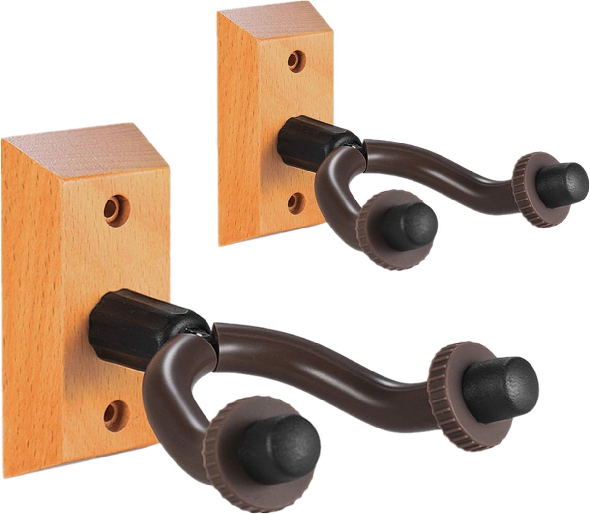 Gitaarhouder voor aan de muur, gitaarwandhouder, hout, wandhouder voor klassieke gitaar, elektrische gitaar, basgitaar (2 stuks)